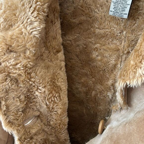 brown Suede Coat Leather Penny Lane Y2K jacket Shearling Vintage XL - Picture 4 of 9